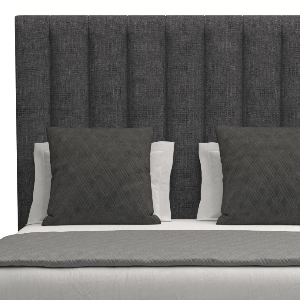 Nativa Interiors Moyra Vertical Channel Tufted Bed, Charcoal, Ca King, Headboard: Medium