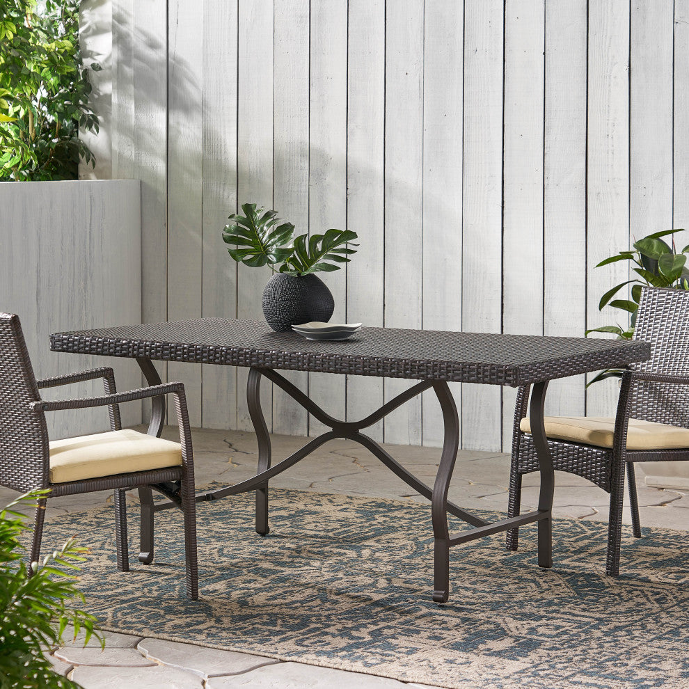 GDF Studio Carolina Outdoor Multibrown Wicker Dining Table