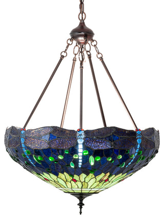 22 Wide Tiffany Hanginghead Dragonfly Inverted Pendant