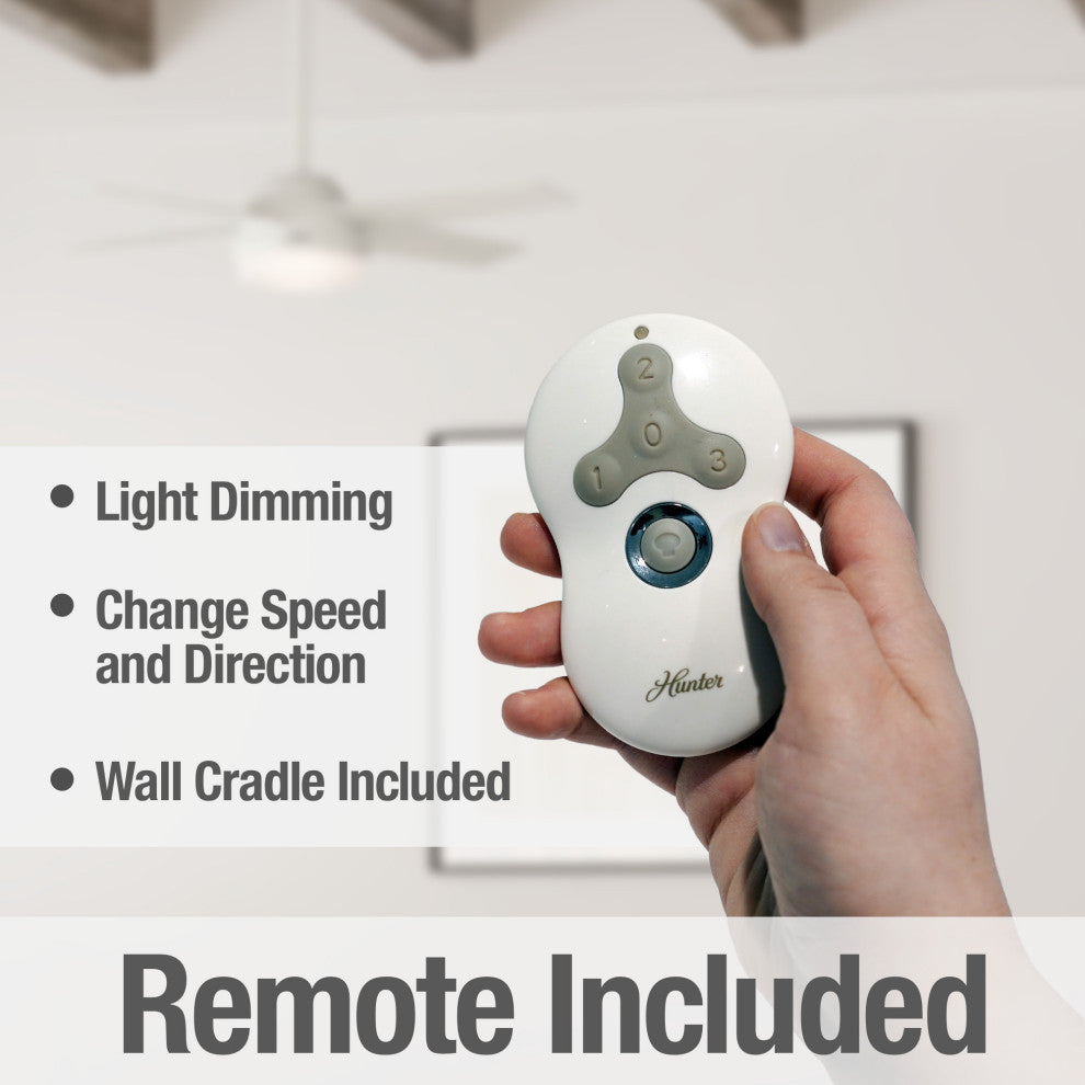 Hunter Fan Company 52" Dempsey Damp Fresh White Ceiling Fan With Light/Remote