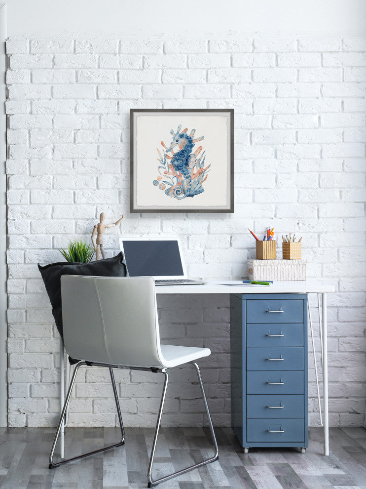 "I Love Seahorses" Framed Painting Print, 12x12
