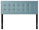 Contemporary Modern King Size Tufted Headboard, Velvet Fabric, Light Blue