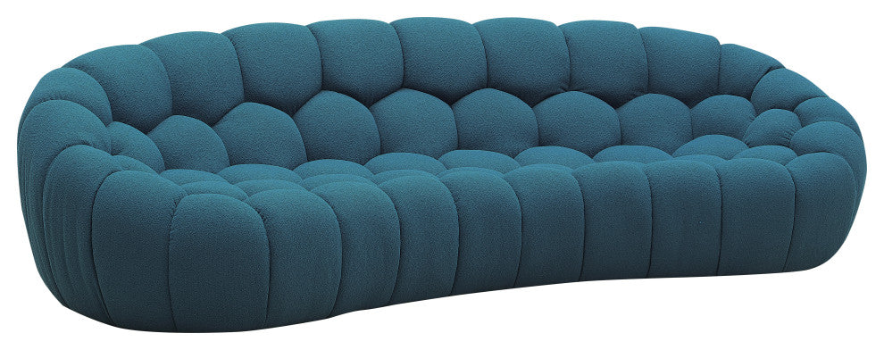 Divani Casa Yolonda Modern Curved Dark Teal Fabric Sofa