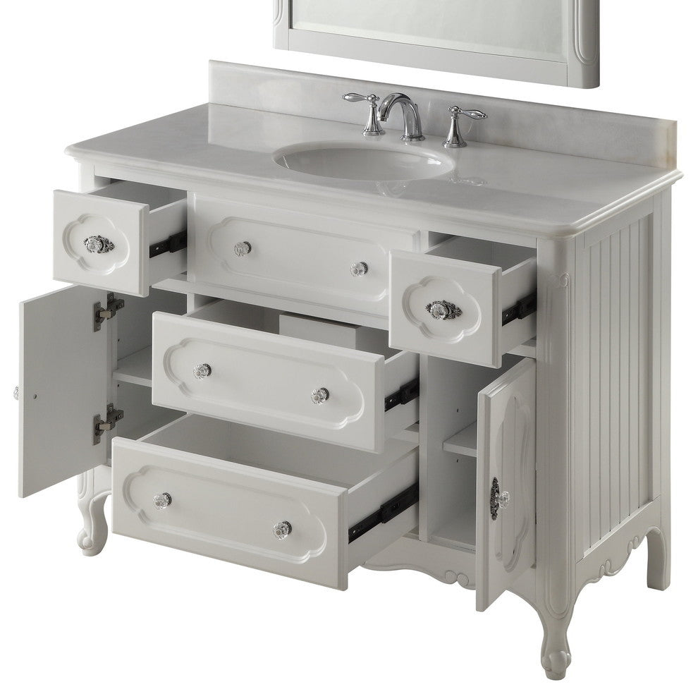 48 inch Victorian Cottage-Style White Knoxville Bathroom Sink Vanity