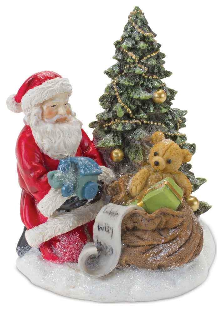 Santa and Christmas Tree Figurine, Set of 2
