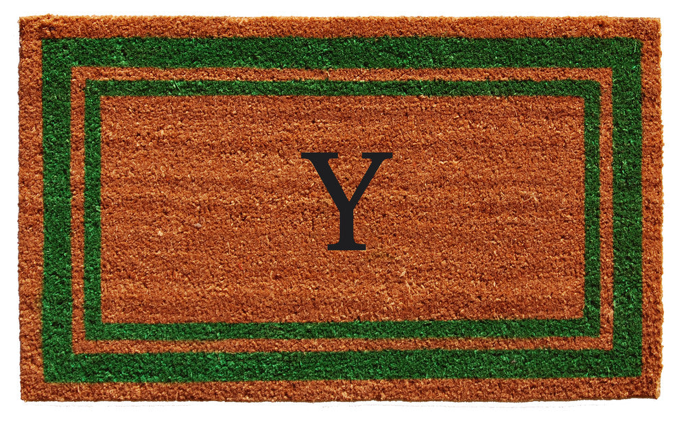 Green Border 24"x36" Monogram Doormat, Letter Y