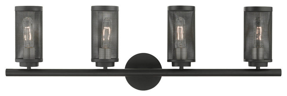 Livex Lighting Industro 4 Light Black, Brushed Nickel Large Vanity Sconce