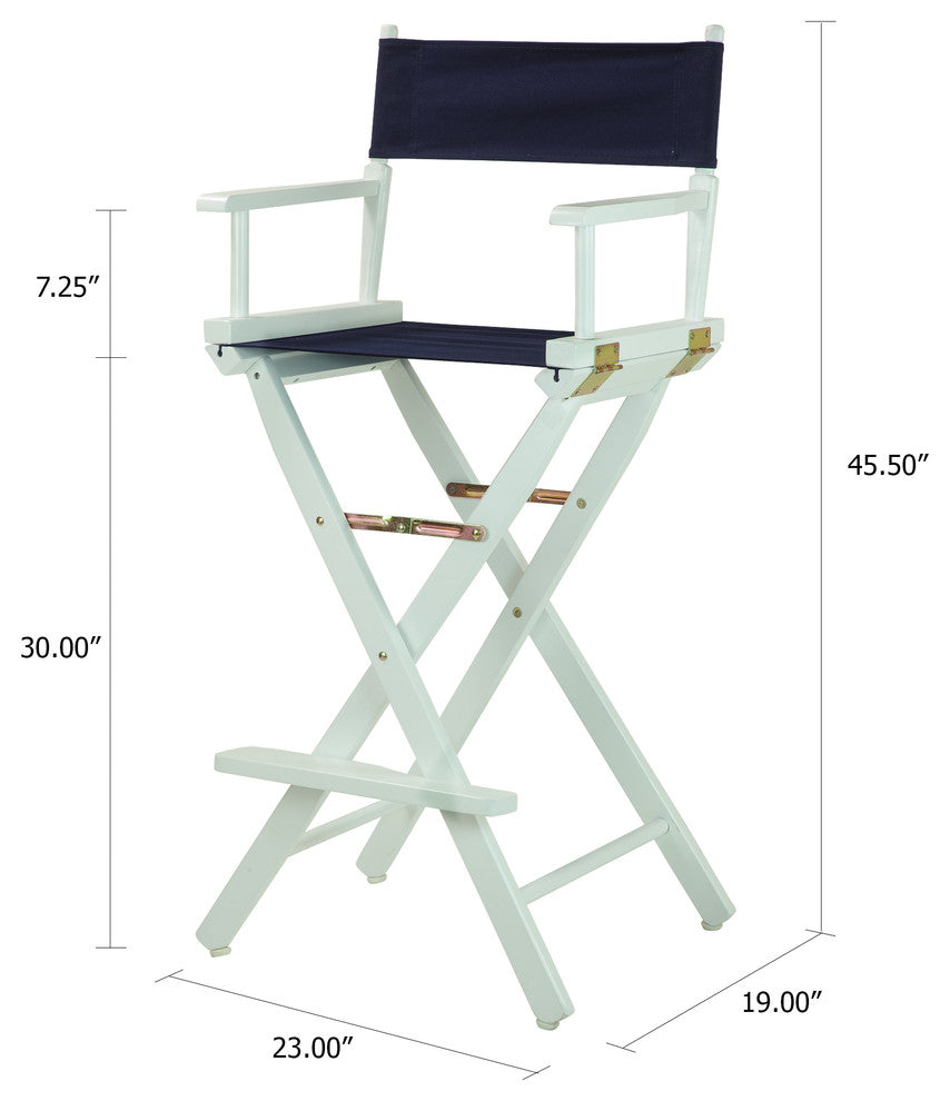 030" Director's Chair White Frame-Navy Blue Canvas