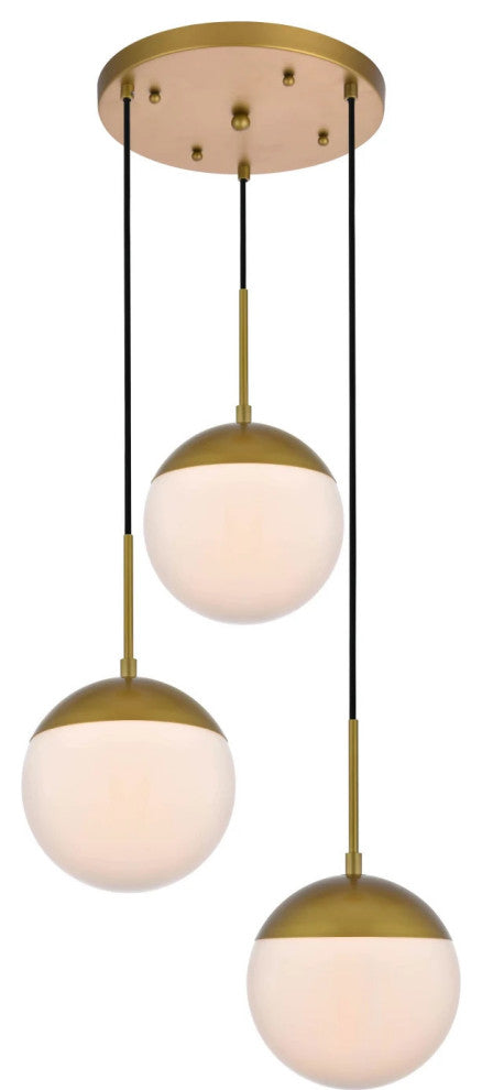 Elegant Lighting LD6068 Eclipse 3 Light 18"W Multi Light Pendant - Brass