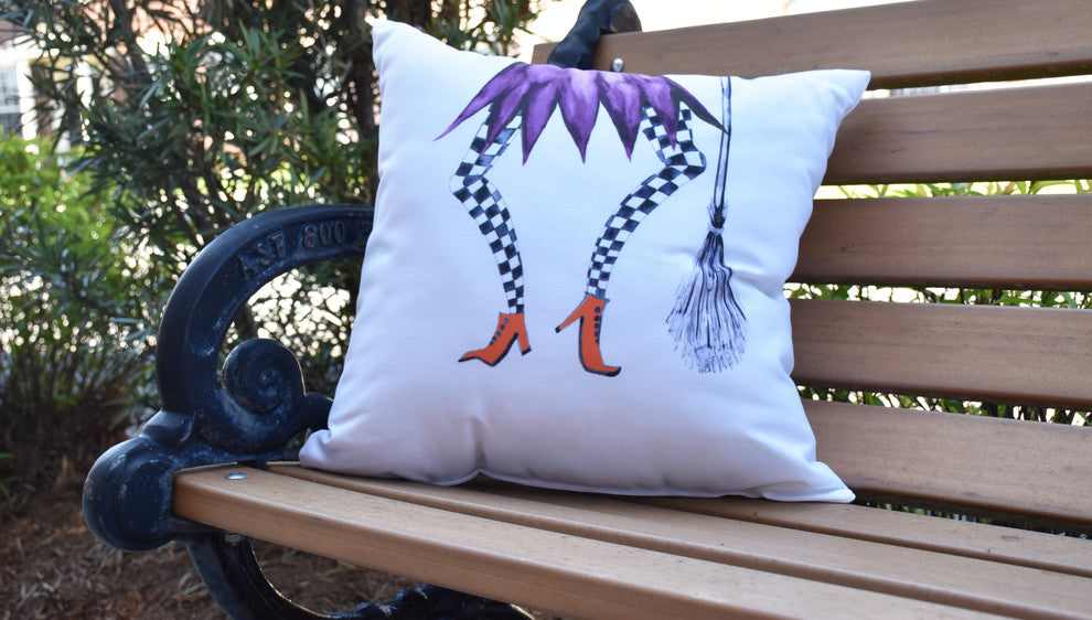 Esmerelda Cream Halloween Print Decorative Throw Pillow, 18"
