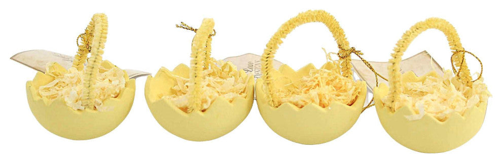 Holiday Cracked Egg Ornaments Set/4 Tree Ornament Nested Grass Ready To Hang