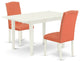 3-Pc Rectangle Dinette Set, Nail Head Chairs, Butterfly Leaf Table, Linen White