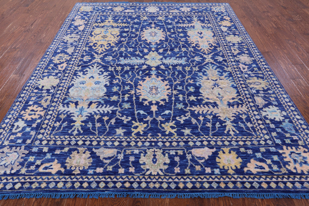 8' 1" X 9' 10" Hand Knotted Turkish Oushak Wool Rug - Q13341
