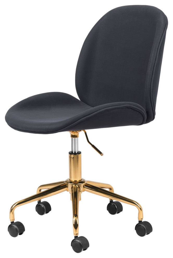 Computer Work Chair, Steel Metal, Fabric, Black, Gold, Home Business Office