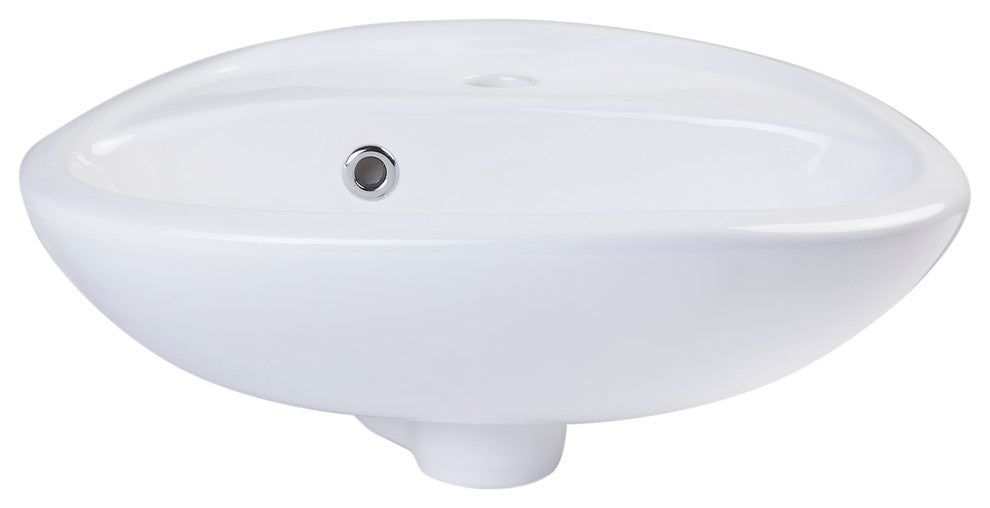 ALFI brand AB106 White Rounded Porcelain Wall Mount Bathroom Sink Basin