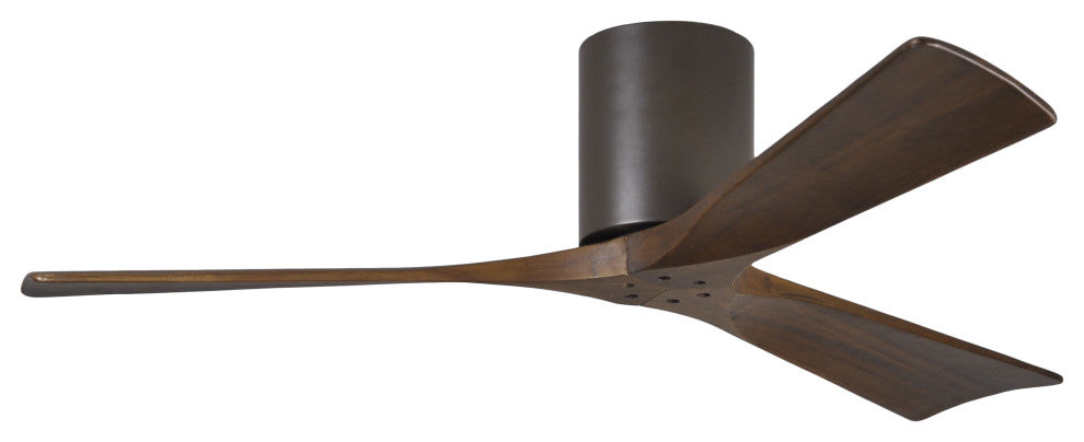 Irene-3 52" Hugger Ceiling Fan, Textured Bronze With Walnut Blades