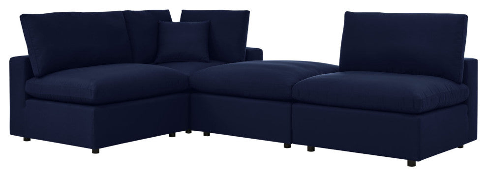 Modular Sectional Deep Sofa Chair Set, Sunbrella, Blue Navy, Outdoor Patio