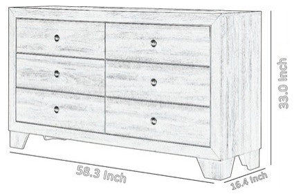6 Drawer Wooden Dresser with Round Knobs and Tapered Legs, Brown
