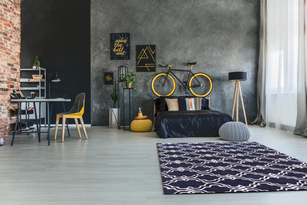 Blue Traditional Trellis Moroccan Area Rug