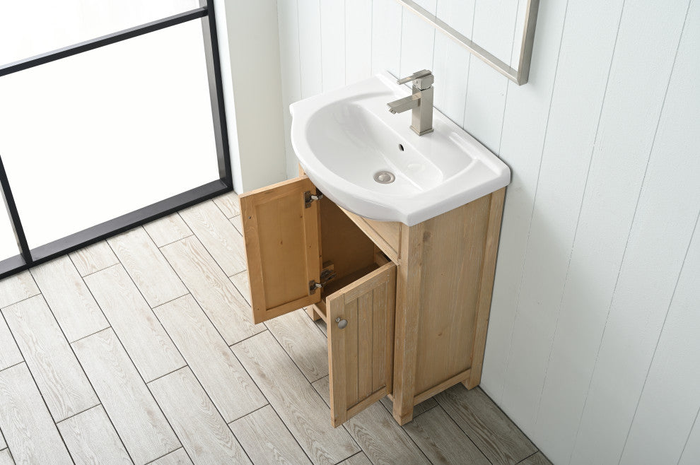 Marian 24 in. Single Sink Bath Vanity in Oak with White Porcelain Top