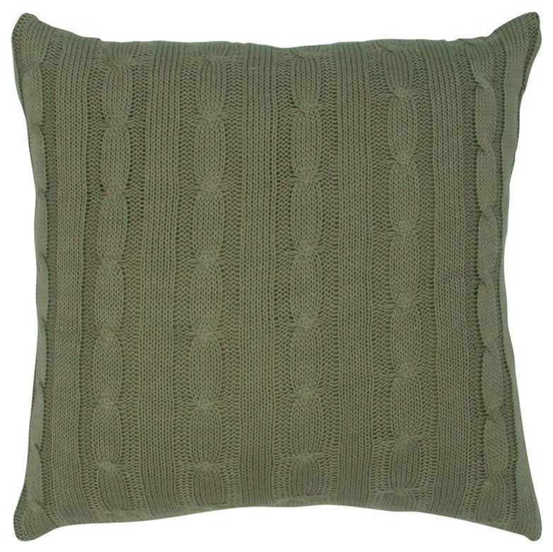 Olive Green Knit Sweater Stripe Down Throw Pillow