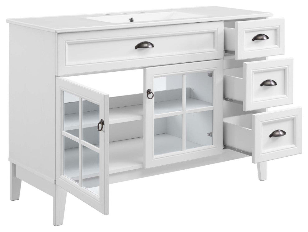 Isle 48" Bathroom Vanity Cabinet White White -5427