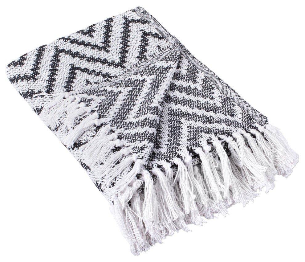 Black Large Chevron Throw