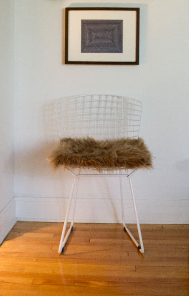 LaredoFaux Sheepskin Fur Chair Pads, 16"x16", Set of 2, Tan