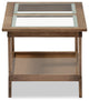 Cayla Mid-Century Walnut Brown Wood Living Room Glass-Top Coffee Table