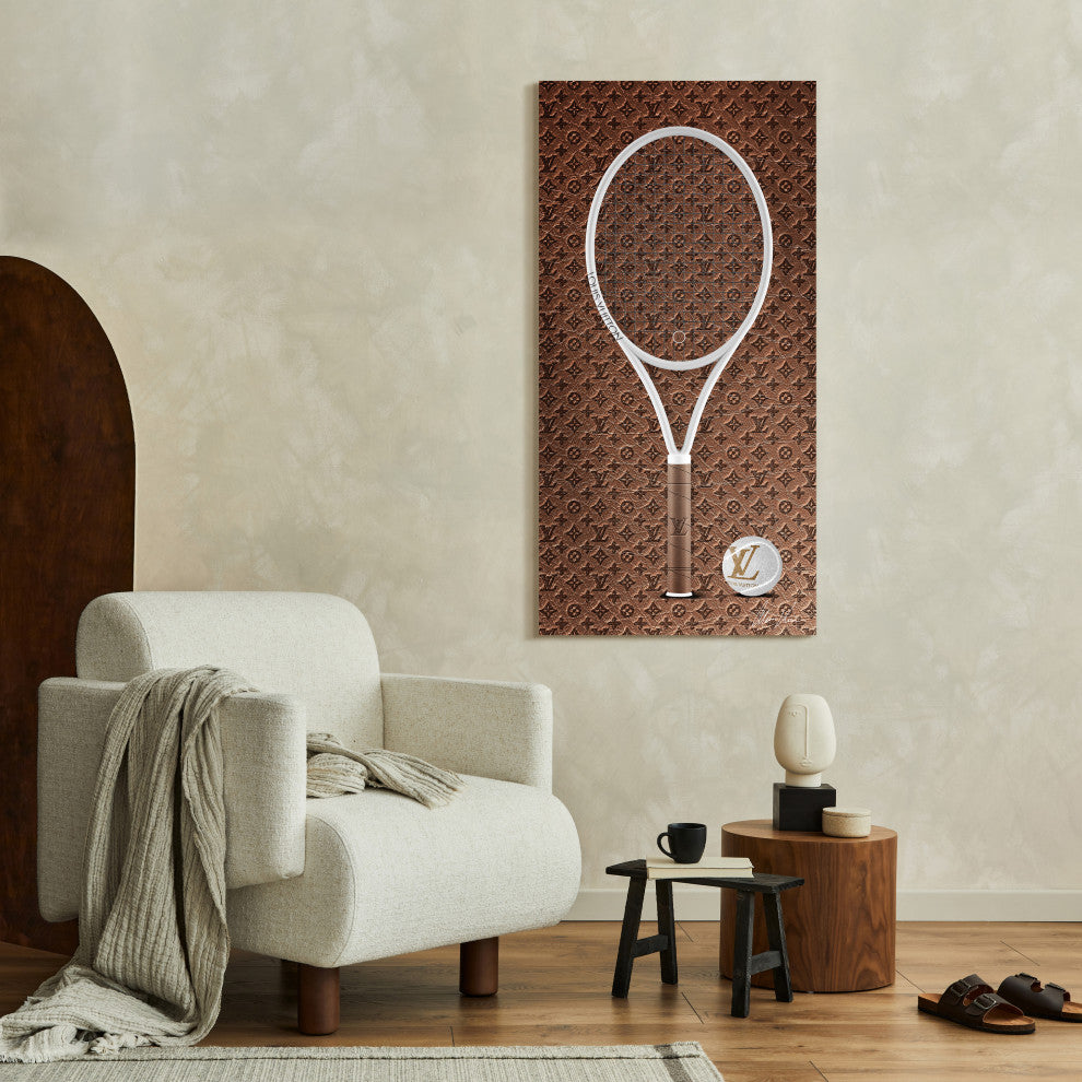 "Louis Vuitton Vibes Racquet" Frameless Floating Tempered Glass Panel Wall Art