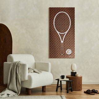 "Louis Vuitton Vibes Racquet" Frameless Floating Tempered Glass Panel Wall Art