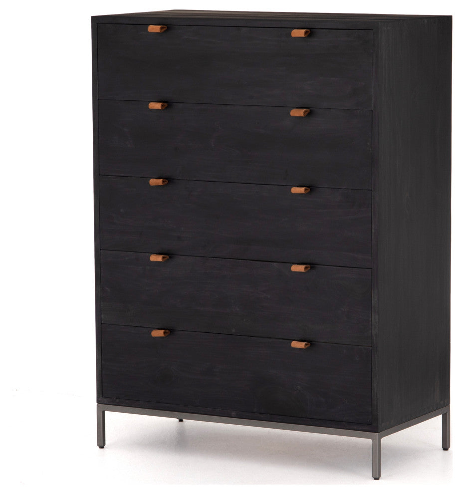 Trey 5 Drawer Dresser-Black Wash Poplar