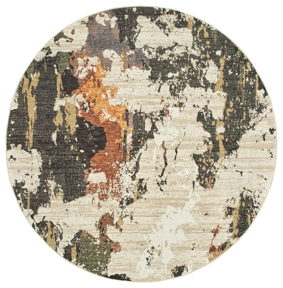 Oriental Weavers Evolution Beige/ Charcoal Abstract Indoor Area Rug 7'10" RND