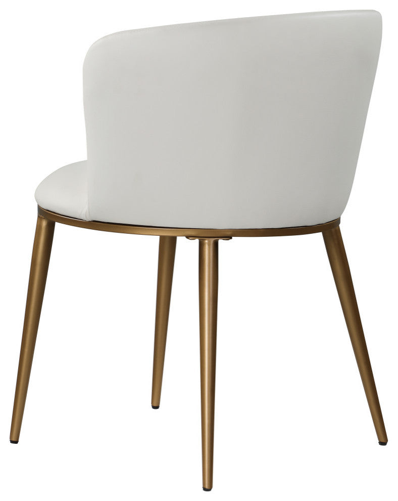 Skylar Dining Chair, Set of 2, White Faux Leather, Brushed Gold Iron Legs