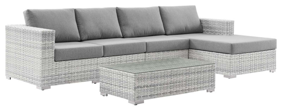 Lounge Sectional Sofa Chair Set, Rattan, Wicker, Gray, Modern, Outdoor