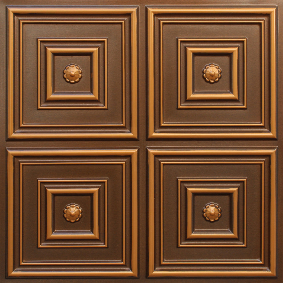 Antique Gold 3D Ceiling Panels, 2'x2', 4 Sq Ft