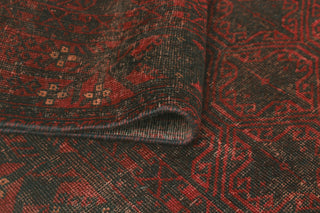 Vintage Distressed Hootan Red/Charcoal Rug, 3'7 x 6'9