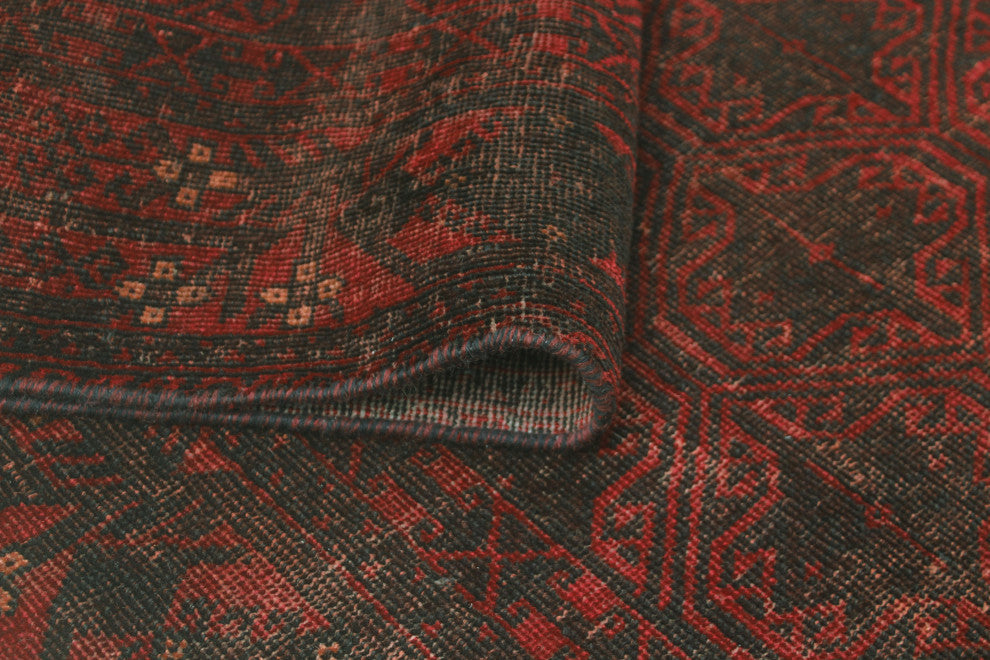 Vintage Distressed Hootan Red/Charcoal Rug, 3'7 x 6'9