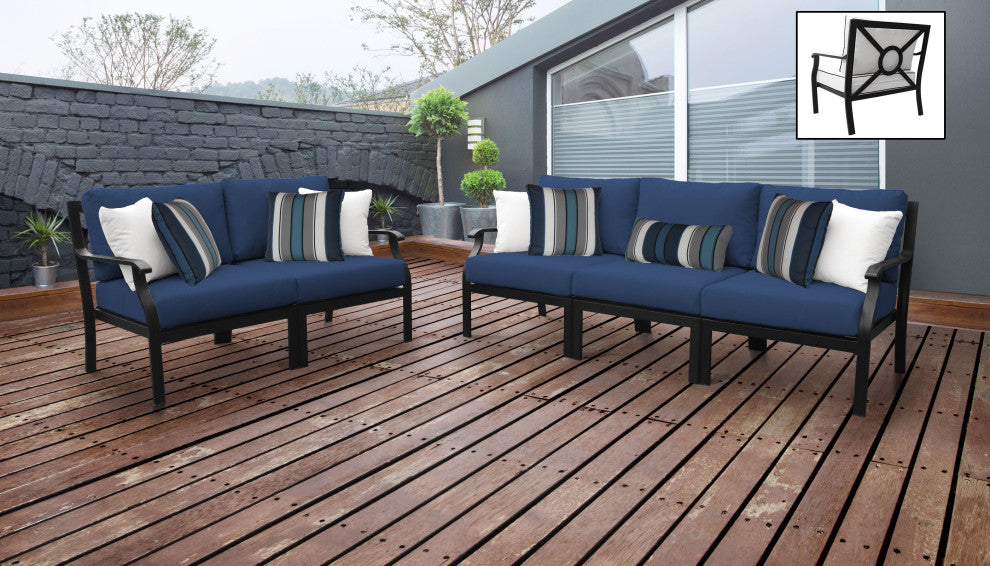 kathy ireland Madison Ave. 5 Piece Aluminum Patio Furniture Set 05a, Midnight