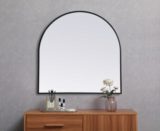 Elegant Decor Metal Frame Arch Mirror 36X36" in Black