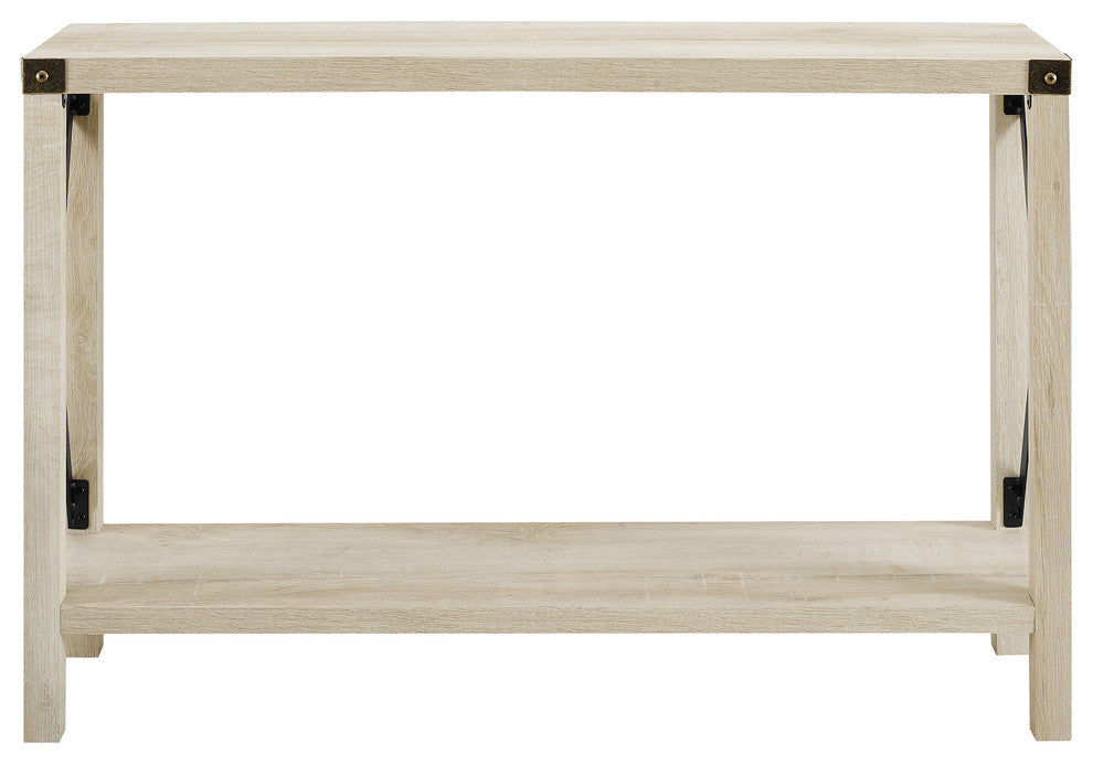 46" Urban Industrial Metal "X" Entry Table, White Oak