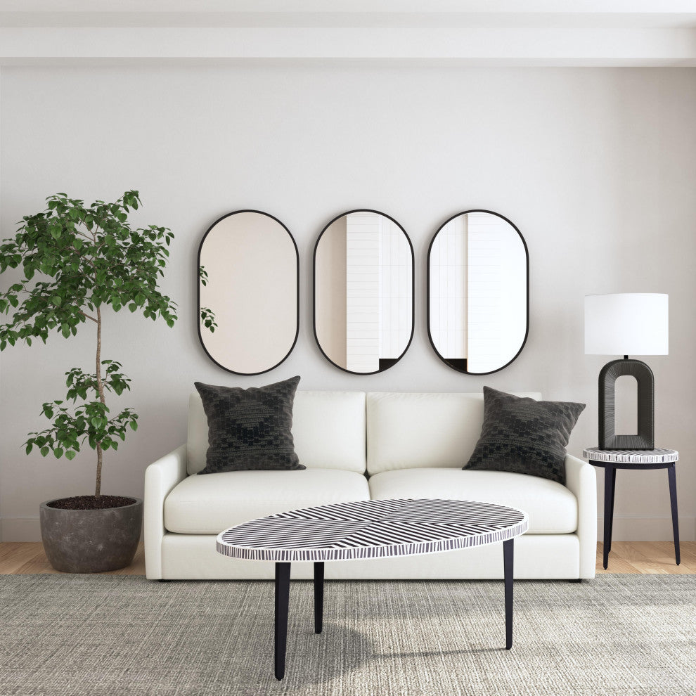 Oval Wall Mirror - Matte Black
