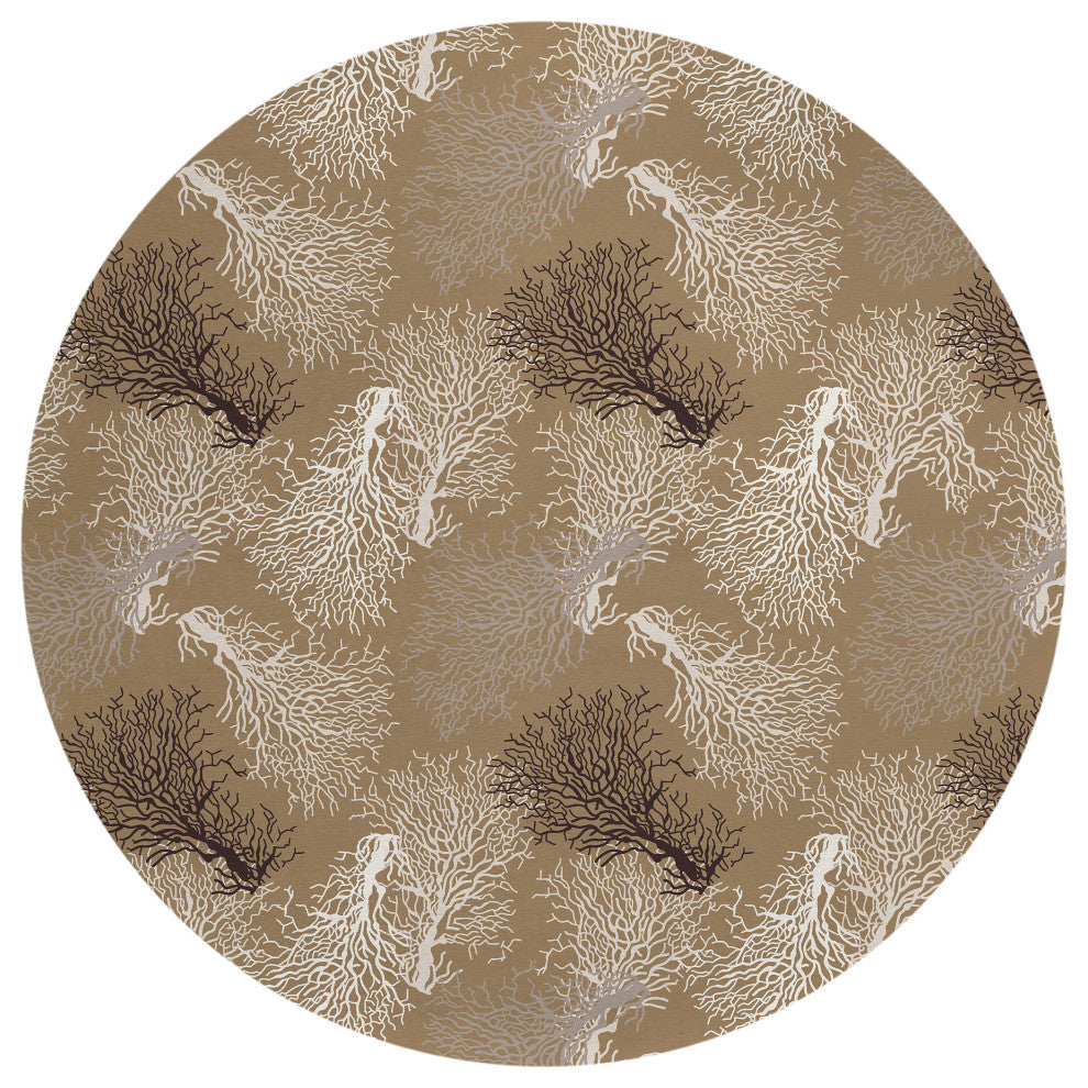 Indoor/Outdoor Seabreeze SZ3 Taupe Machine Washable 8' x 8' Round Rug