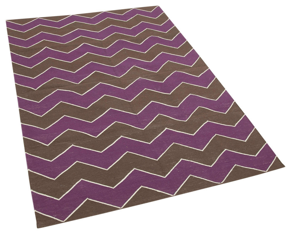 Rug N Carpet - Handmade Wool 3' 7'' x 5' 5'' Modern Design Dhurrie Kilim Rug