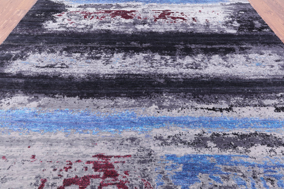7' 10" X 9' 11" Wool and Silk Modern Handmade Rug Q7230