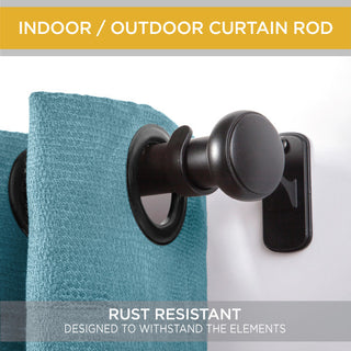 1" Weaver Rust Resistant Ceiling or Wall-Mount Window Curtain Rod, Black, 37-72"