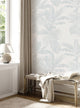 Oceanside Palm Leaves Vinyl Peel and Stick Mural, Blue, 24"x96", Single