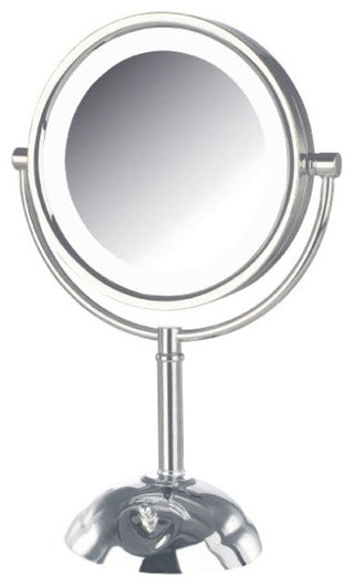 Jerdon HL8808CL 8.5-Inch Tabletop LED Vanity Mirror with 8x Magnification, Chrom