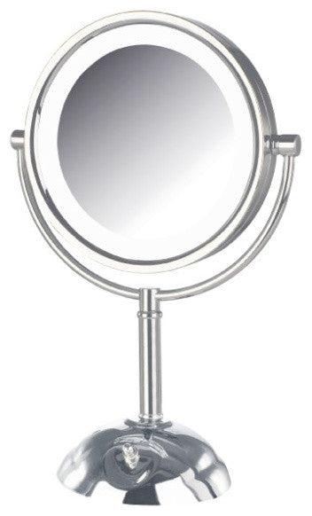 Jerdon HL8808CL 8.5-Inch Tabletop LED Vanity Mirror with 8x Magnification, Chrom