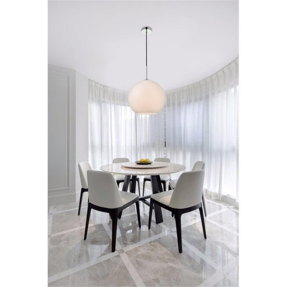 Living District Baxter 1-Light Metal Pendant in Chrome and White